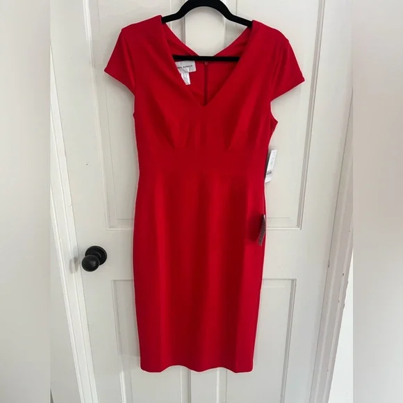open lace back dress Donna Morgan Women's Sequined Midi Dress - Red